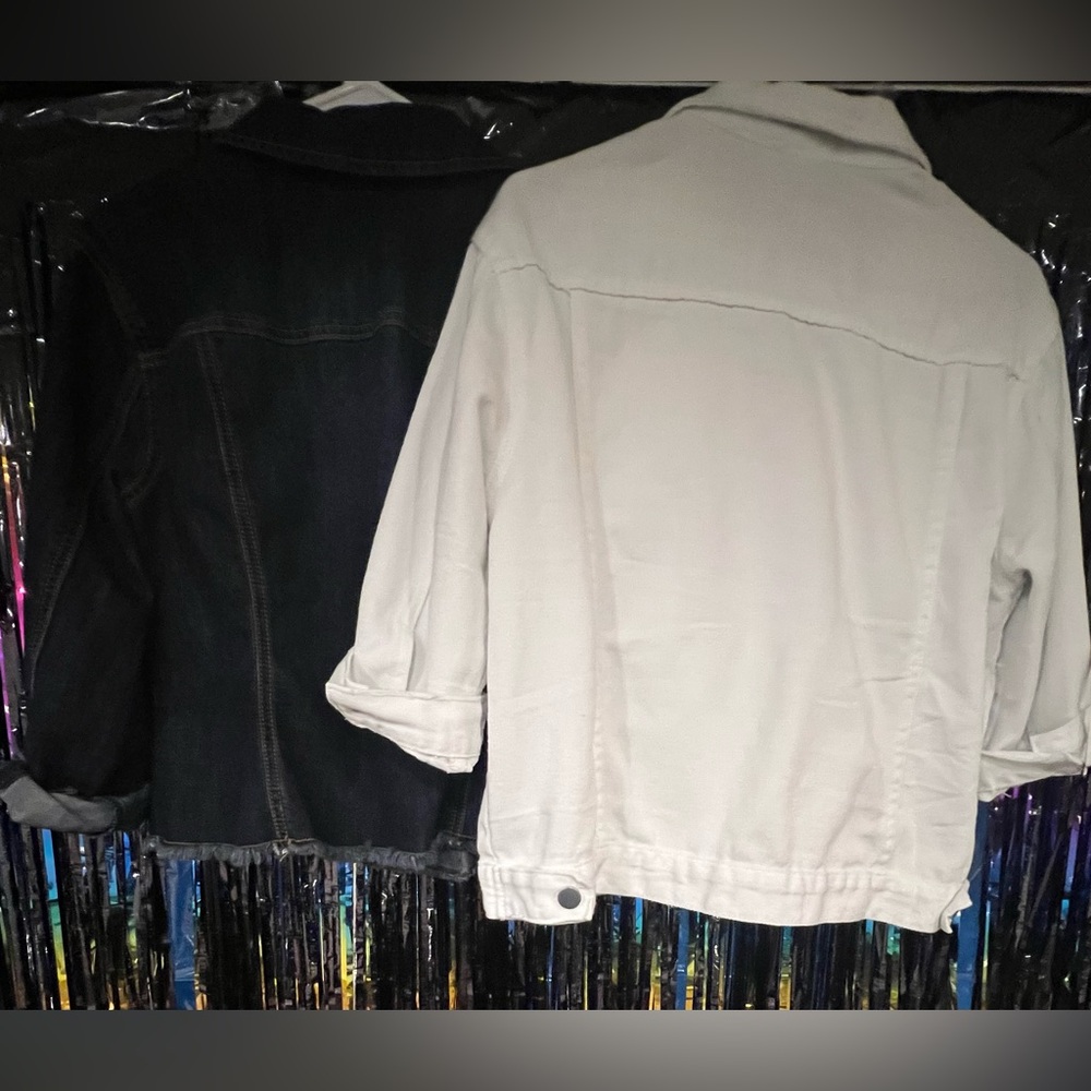 2 Womens denim jackets dark Blue and White - Picture 2 of 4